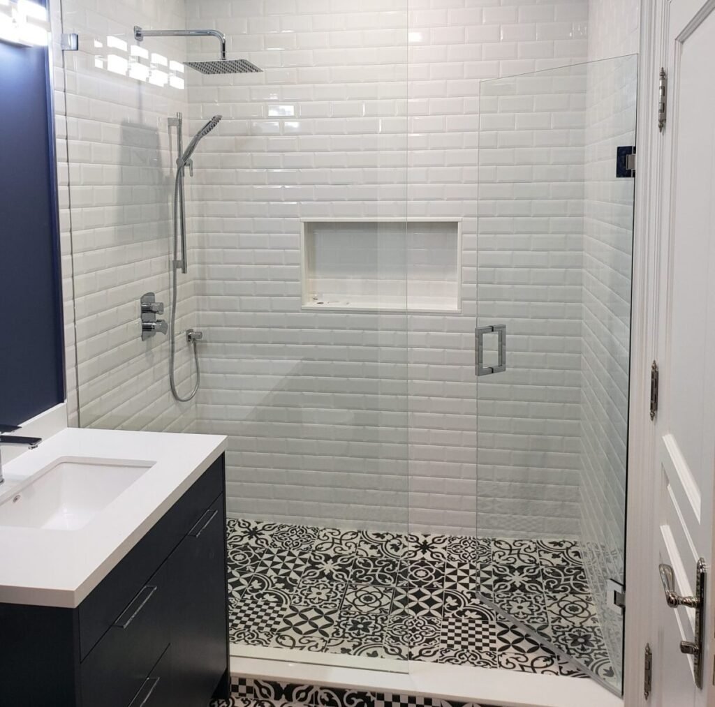 Curb Shower with Glass Door